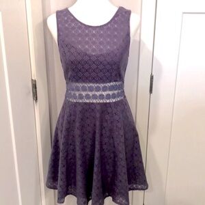 Free People Purple Flower Daisy Floral Cut Mini Dress . Size 4, Crochet Spring